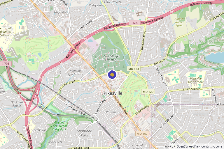 Map showing the location of Nōvuu Medspa in Pikesville, MD