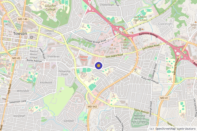 Map showing the location of DrWengMD in Towson, MD