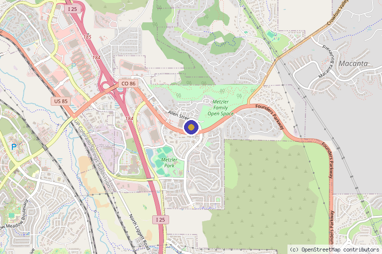 Map showing the location of Stem Cell Centers of Colorado in Aurora, CO
