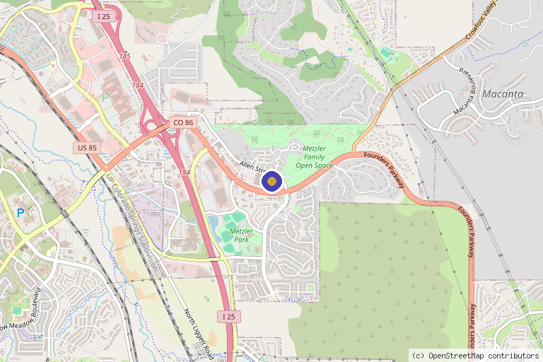 Map showing the location of Colorado Ageless Institute: Claude Fortin, MD in Castle Rock, CO