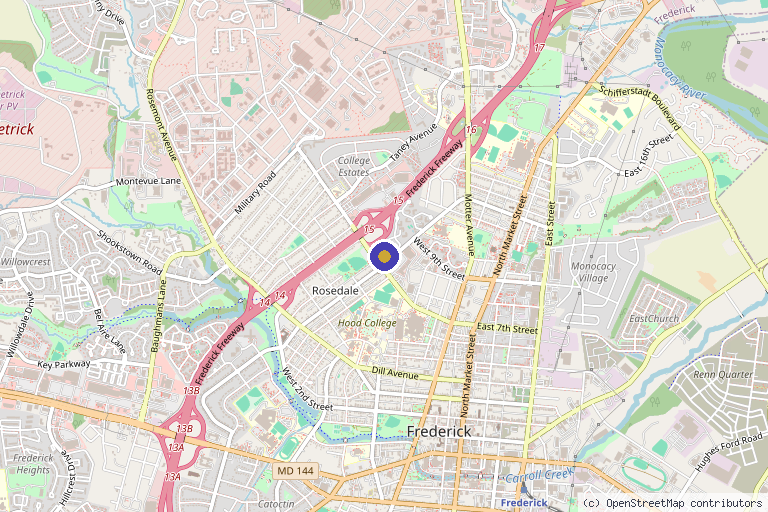 Map showing the location of Maryland Medical Clinic in Frederick, MD