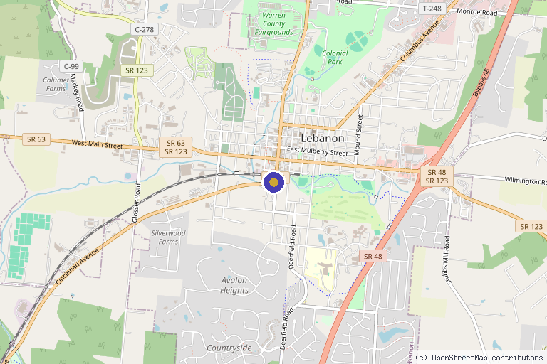 Map showing the location of RestoreMD in Lebanon, OH
