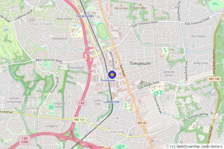 Map showing the location of LifeMed Institute in Timonium, MD