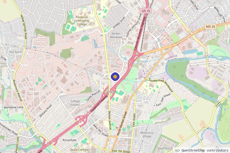Map showing the location of Newbridge Spine & Pain Center - Frederick, MD in Frederick, MD