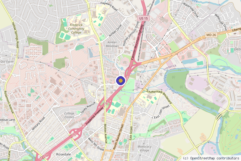 Map showing the location of Sylvana Medical & Aesthetics Center in Frederick, MD