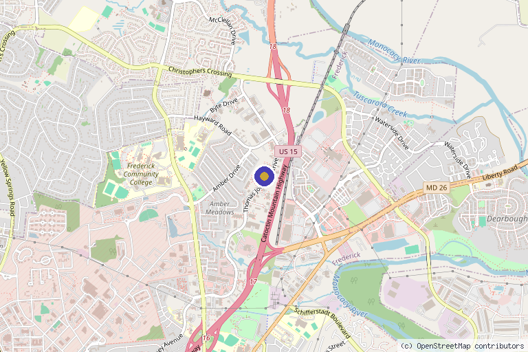 Map showing the location of The Cosmetic & Skin Surgery Center in Frederick, MD