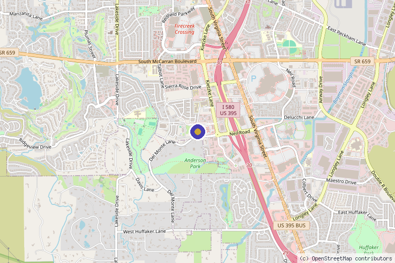 Map showing the location of Dolce Vita Wellness Spa in Reno, NV