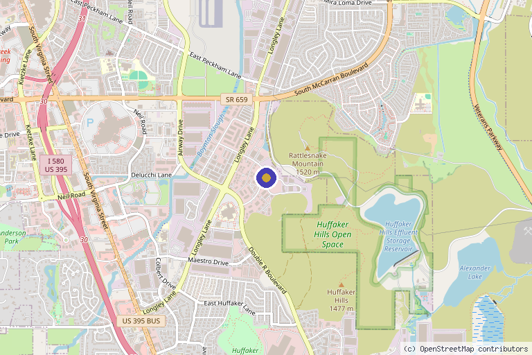 Map showing the location of The Beauty Collective in Reno, NV