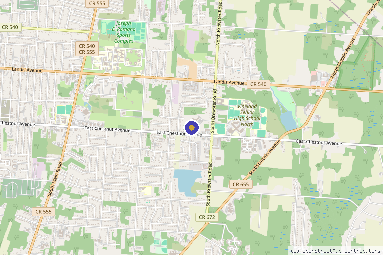 Map showing the location of Mid-Atlantic Physician Specialists in Vineland, NJ