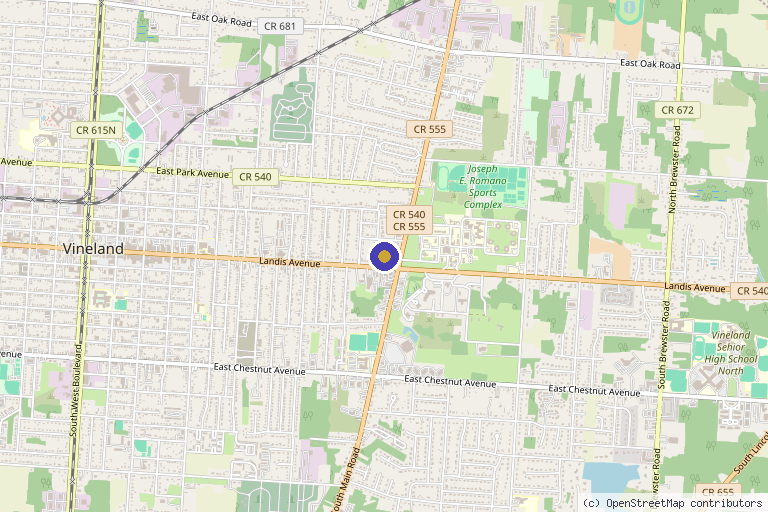 Map showing the location of Liv Again Wellness in Vineland, NJ