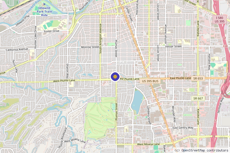 Map showing the location of Med Spa NV in Reno, NV