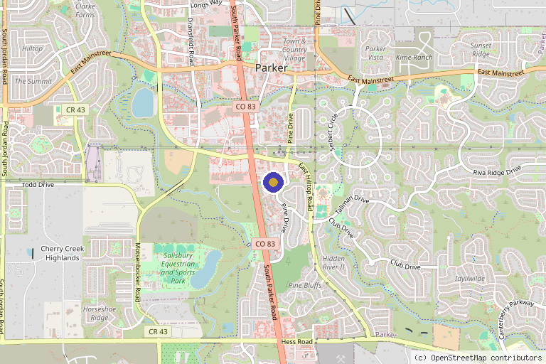 Map showing the location of Beauty Refined in Parker, CO