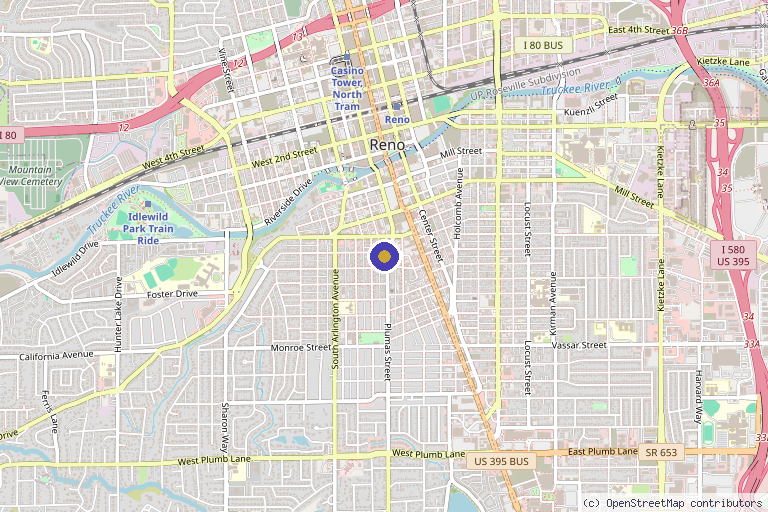 Map showing the location of Alpine Aesthetics and Wellness in Reno, NV