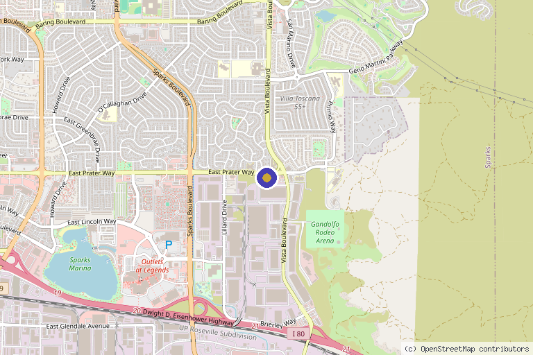 Map showing the location of Western Nevada Wellness and Pain in Sparks, NV