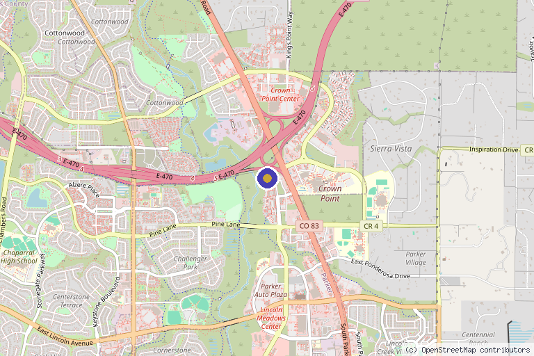 Map showing the location of Miramont Wellness Centers in Parker, CO