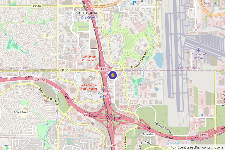 Map showing the location of Injecting Confidence Aesthetic Medicine in Centennial, CO