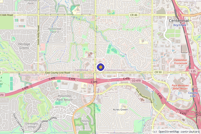 Map showing the location of Melt Medspa in Centennial, CO
