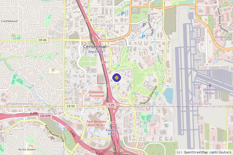 Map showing the location of CU Medicine Regenerative Medicine, Hand and Spine Center in Denver, CO