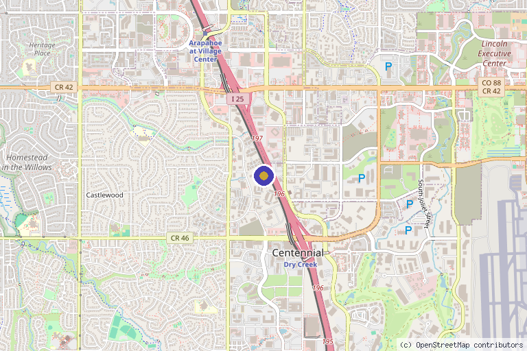 Map showing the location of Wellness & Hormone Health in Centennial, CO