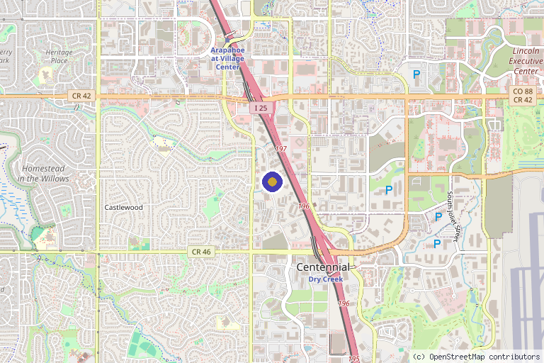 Map showing the location of SLA Medical Spa in Centennial, CO