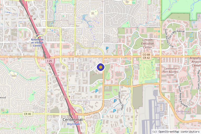 Map showing the location of Evolve Wellness and Health in Centennial, CO