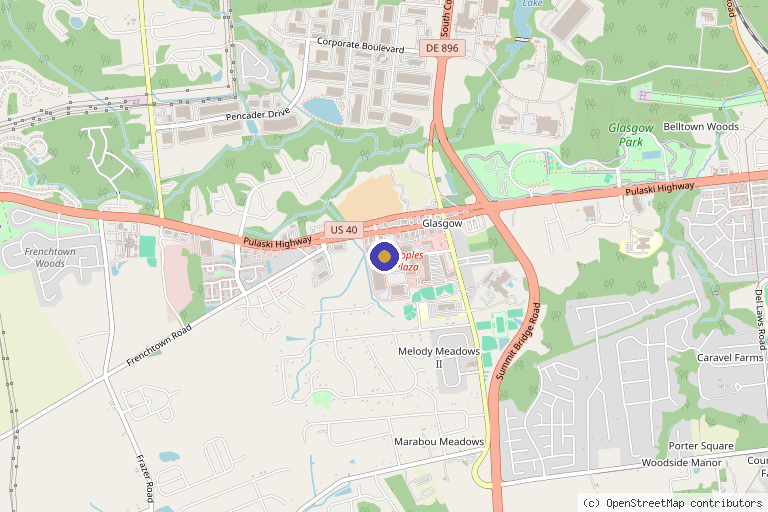 Map showing the location of Longevity 360 Med Spa in Newark, DE