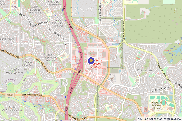 Map showing the location of True Derm MedSpa in Aurora, CO