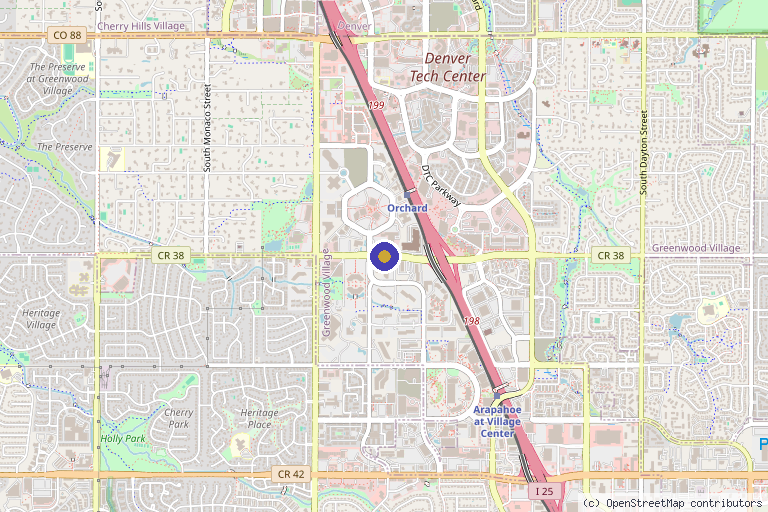 Map showing the location of Denver Diagnostic Pain in Aurora, CO
