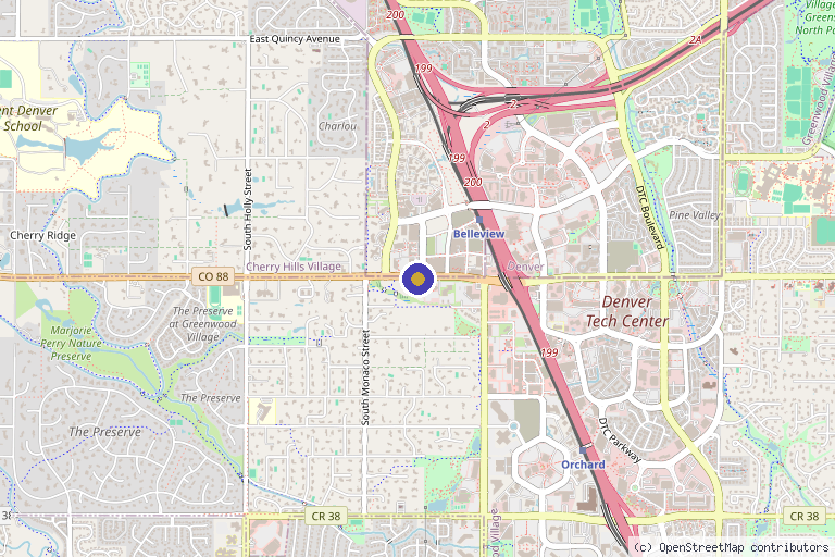 Map showing the location of Metro Denver Regenerative Medicine in Aurora, CO