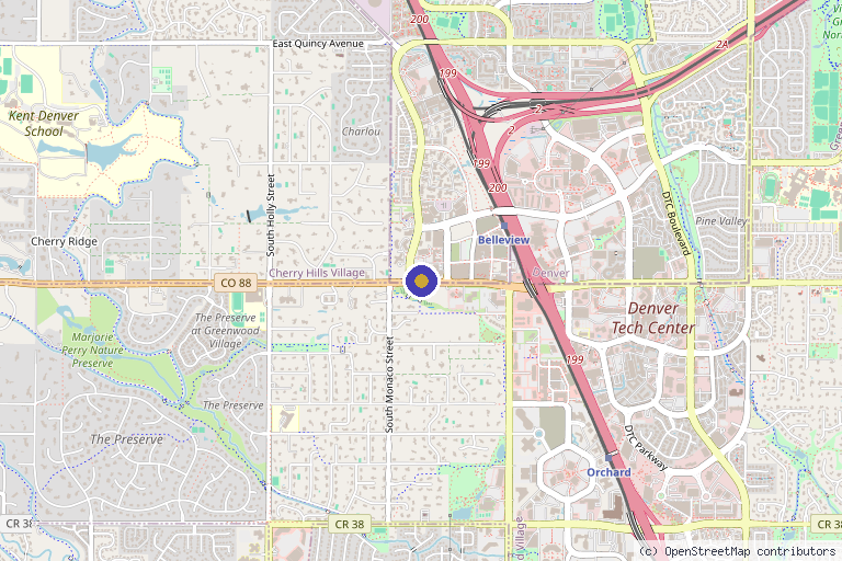 Map showing the location of Cendant Stem Cell Hair Restoration and Transplant Clinic in Aurora, CO