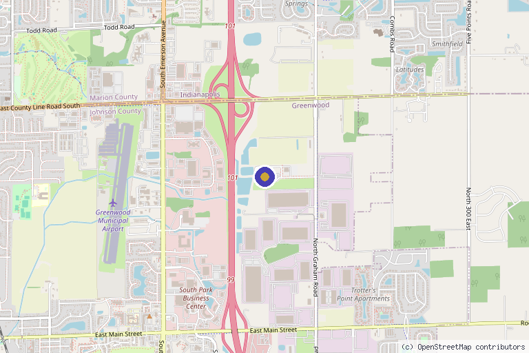 Map showing the location of Total Joint Replacement Doctor: Mitch Beckert, MD in Greenwood, IN