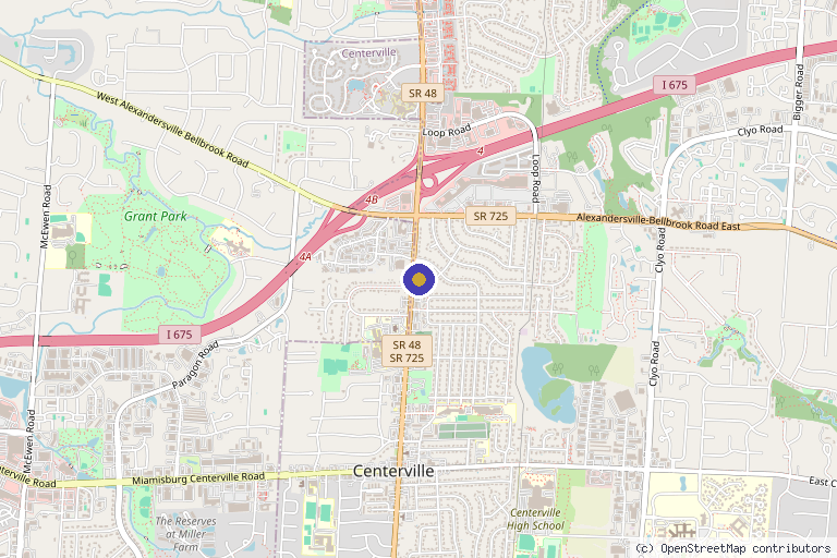 Map showing the location of Pain Relief of Dayton in Dayton, OH