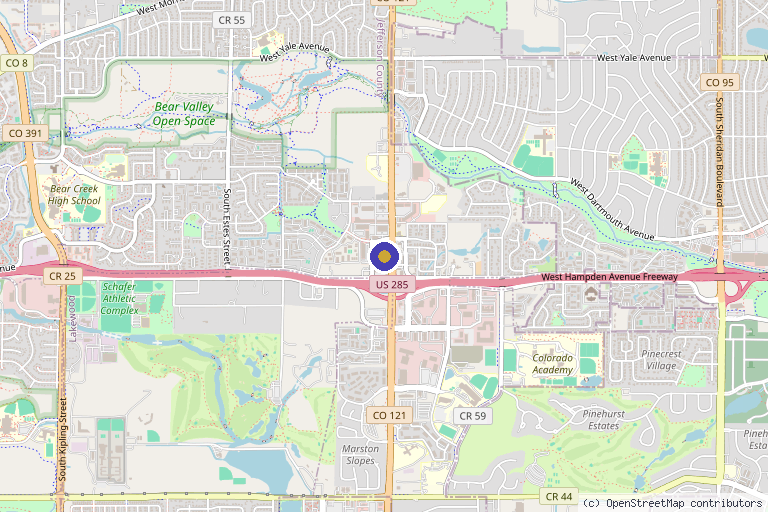 Map showing the location of beBOLD Aesthetics & Wellness in Lakewood, CO