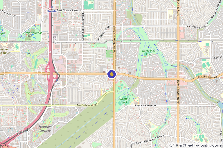 Map showing the location of Genesis Lifestyle Medicine in Aurora, CO