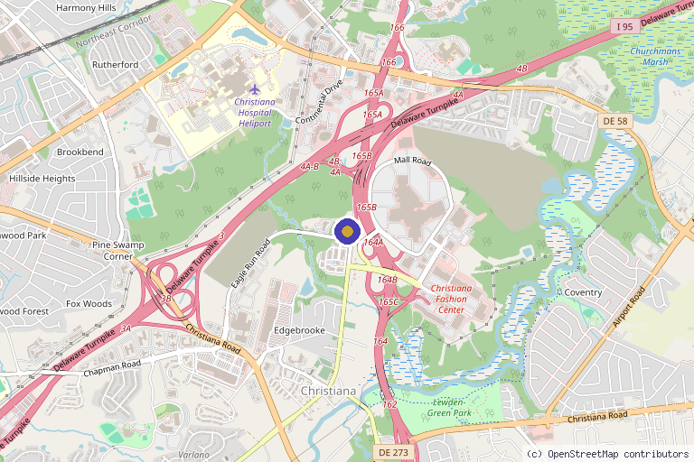 Map showing the location of Ozara Wellness & Aesthetics in Newark, DE