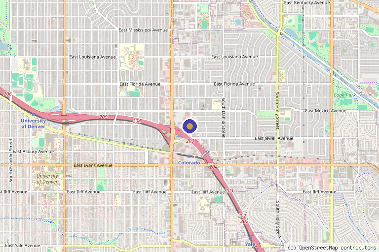 Map showing the location of Mulka Medical Institute – Denver Regenerative and Musculoskeletal Medicine in Denver, CO