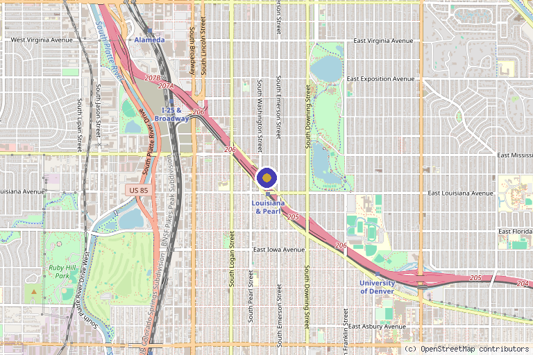 Map showing the location of Adore Aesthetix in Denver, CO