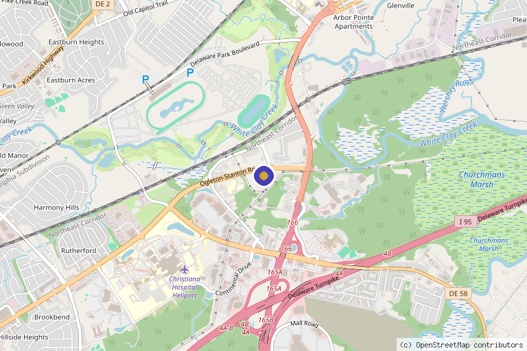 Map showing the location of Delmarva Pain and Spine Center: Shachi Patel, MD in Wilmington, DE