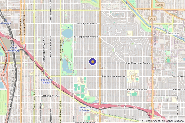 Map showing the location of Contour Collection in Denver, CO