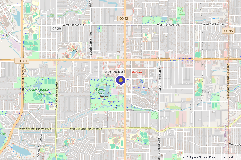 Map showing the location of Zvia Weight Loss & Medspa in Lakewood, CO