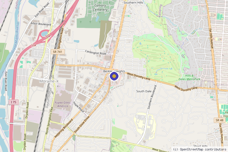 Map showing the location of Dayton Skin Care and Cancer Center in Dayton, OH
