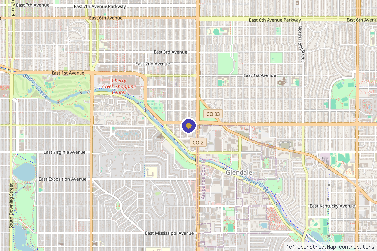 Map showing the location of Gleam Medical Spa in Denver, CO