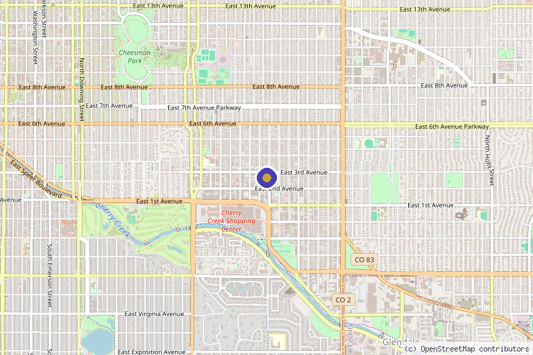Map showing the location of VITAHL Medical Aesthetics in Denver, CO