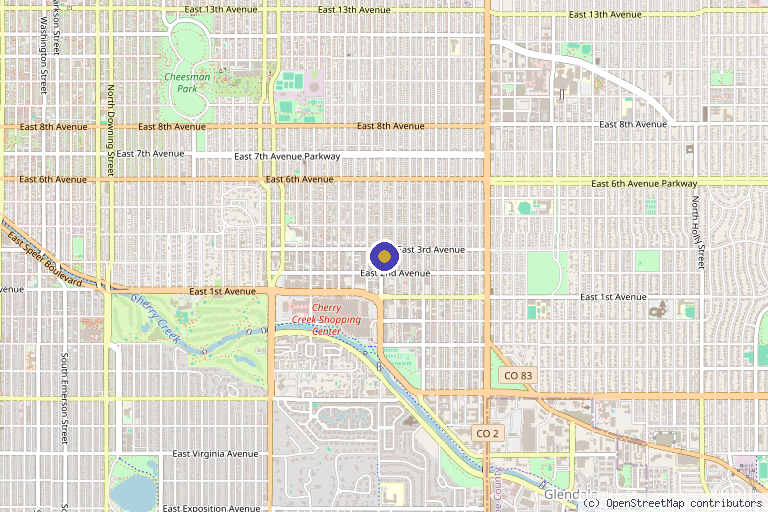 Map showing the location of GATTONI Medical Aesthetics in Denver, CO