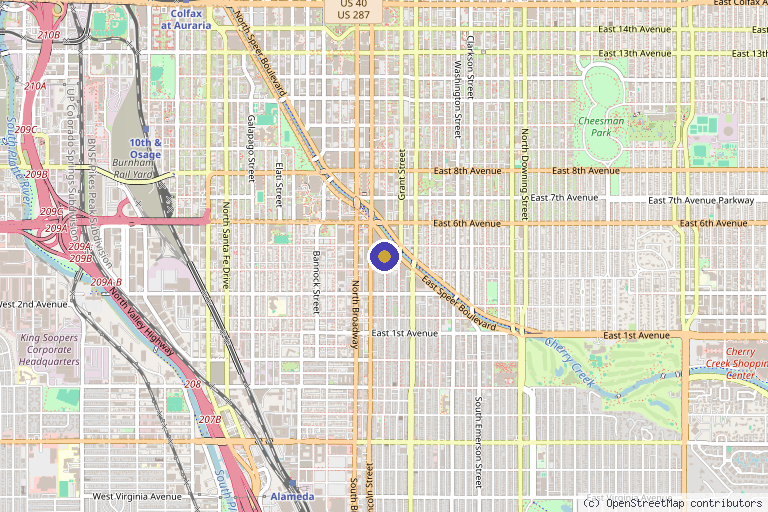Map showing the location of Denver Hair Clinic – Hair Transplant and Stem Cell Hair Restoration in Denver, CO