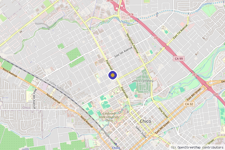 Map showing the location of Define Aesthetics in Chico, CA