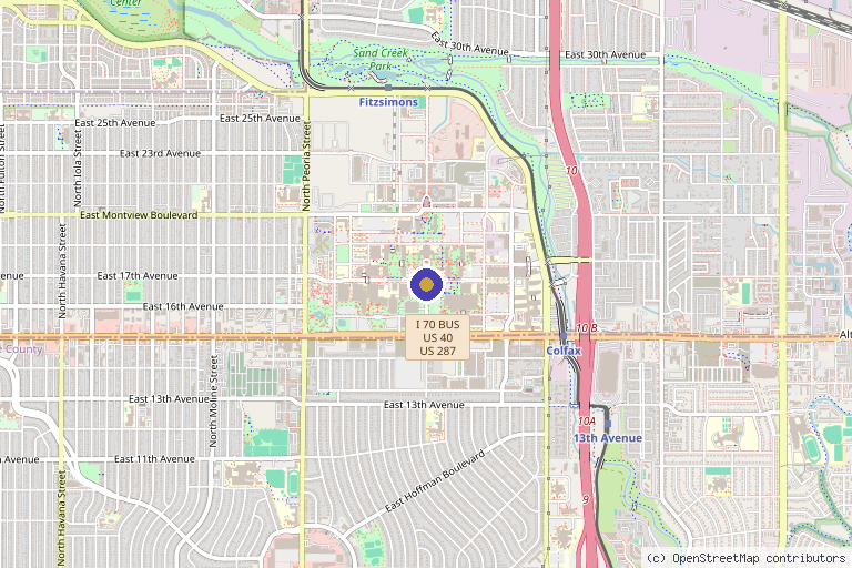 Map showing the location of Sussel Lab in Aurora, CO