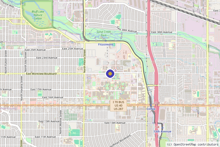 Map showing the location of ClinImmune Stem Cell Laboratory in Aurora, CO