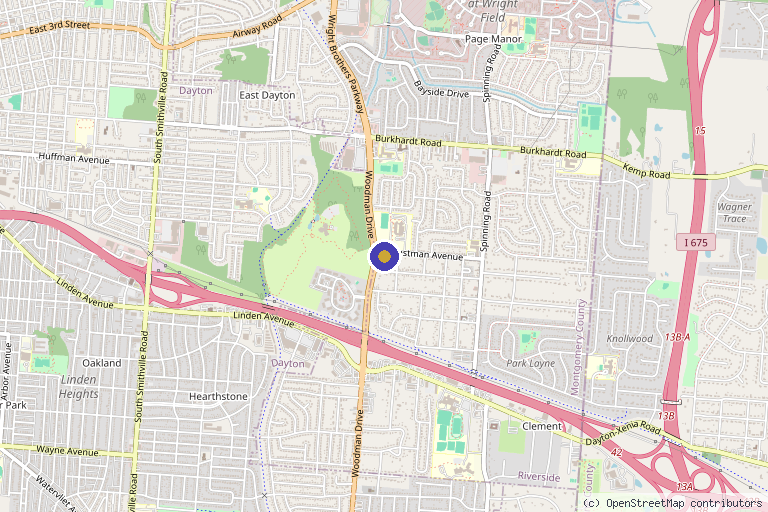 Map showing the location of META Medical Research Institute in Dayton, OH