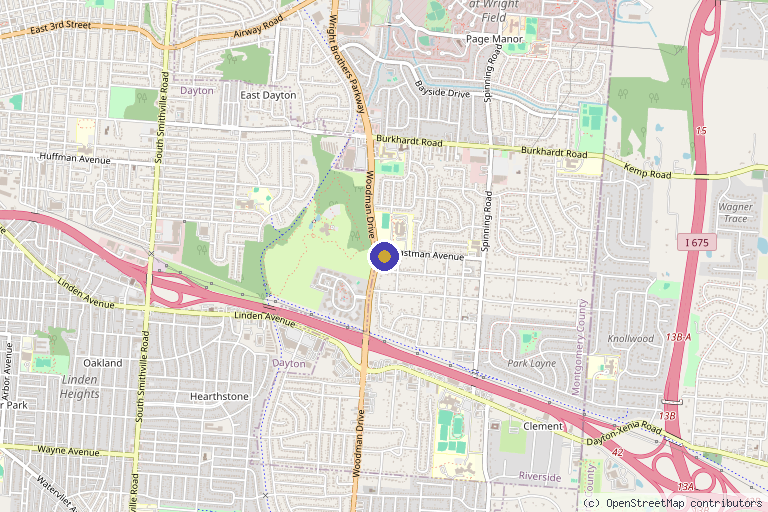 Map showing the location of PureMD MedSpa in Dayton, OH
